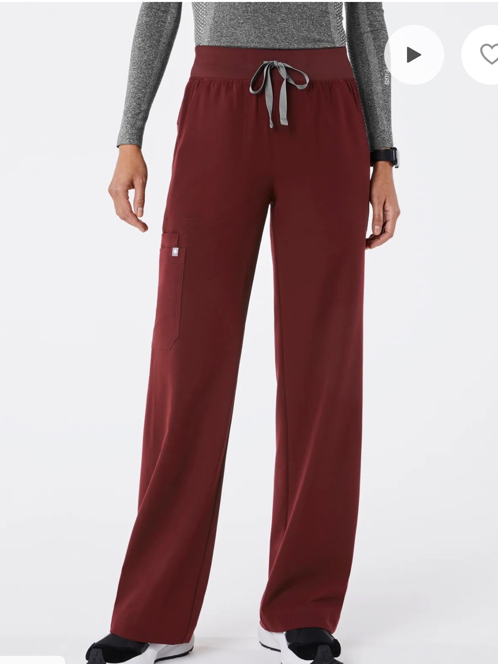 Isabel High-Rise Wide-Leg Scrub Pant - Burgundy size large tall
